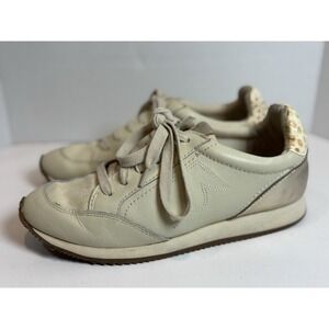 Birdies Roadrunner Women's Sneakers Size 8.5 Cream Beige Leather Gold Cheetah